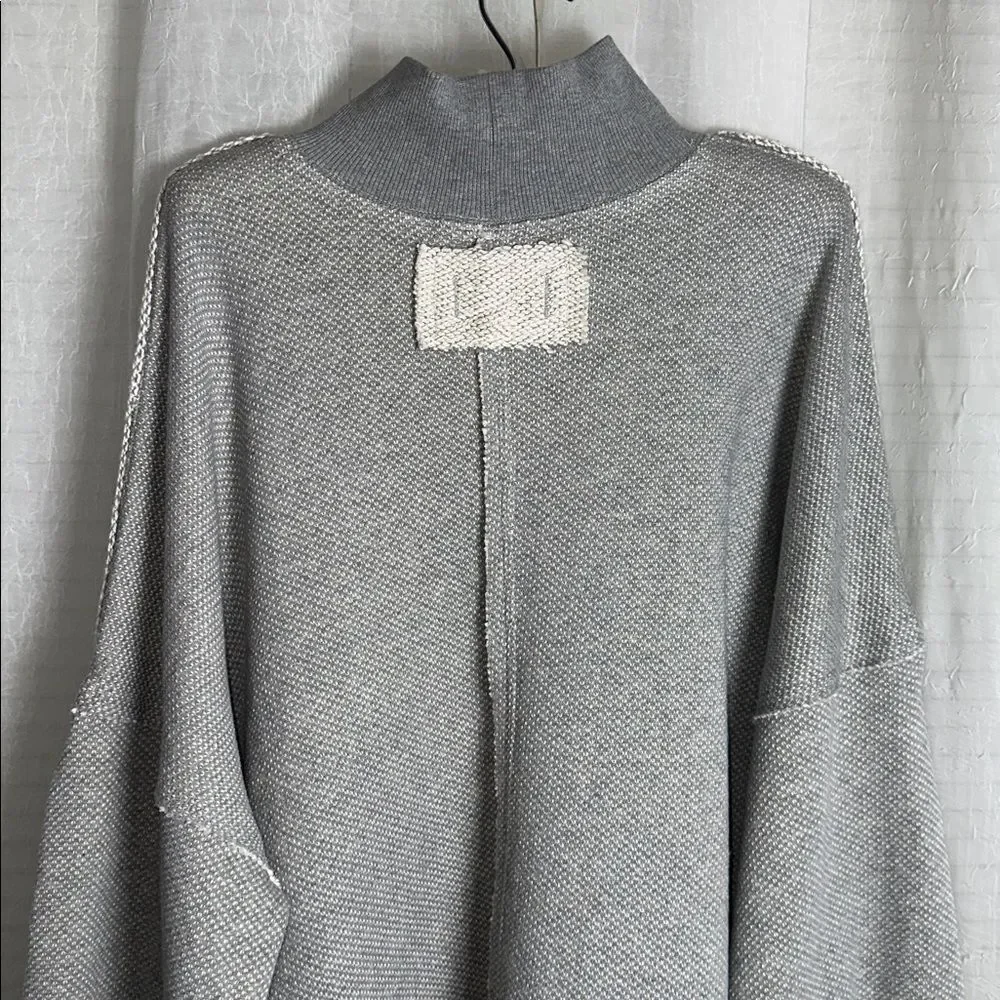 free people L Wonderful Oversized Cotton Sweater Pullover in Heather Gray
